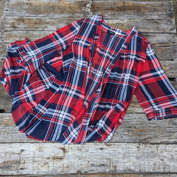 Torrid Plaid Maxi Hi Low Kimono - Picture 2 of 5